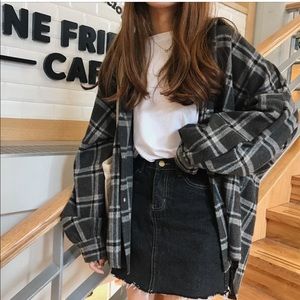 Grey Plaid oversized Flannel